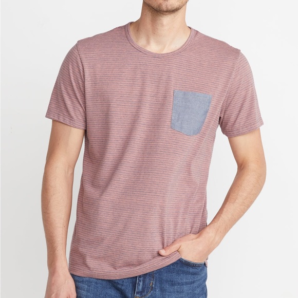 Marine Layer Ortega Pocket Tee Natural/Red Stripe T-Shirt Summer Vacation - Picture 1 of 7